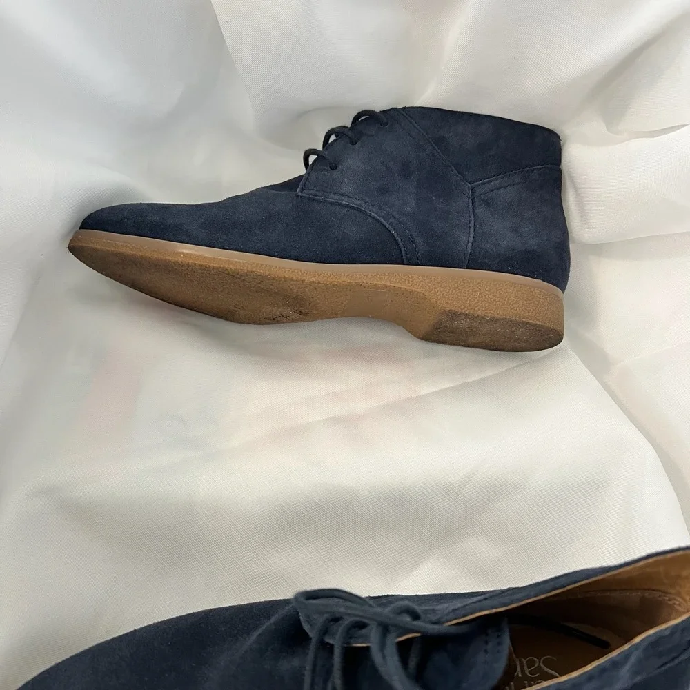 Franco Sarto Men's 8.5 Percy Navy Suede Chukka Ankle Boots Preppy Office Wedding